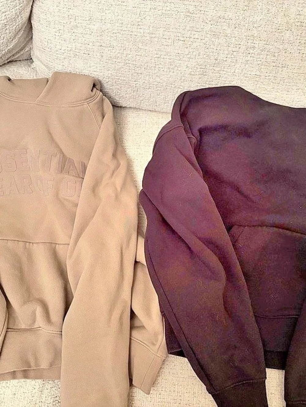 Essentials Two-Piece Hoodie Set in Black & Beige
